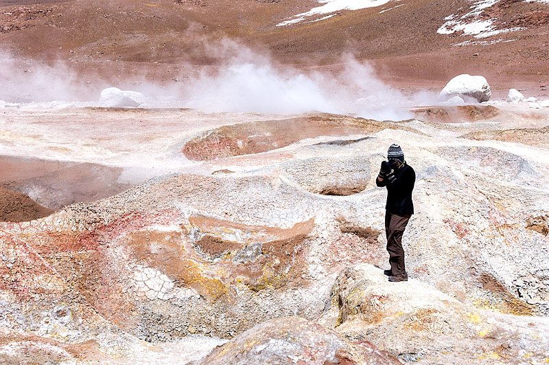 Sol de Manana, geysers and fumeroles, 5000 meters elevation, Resersva de Fauna Andina Eduardo Avarda, Southwestern Highlands, Bolivia, South America