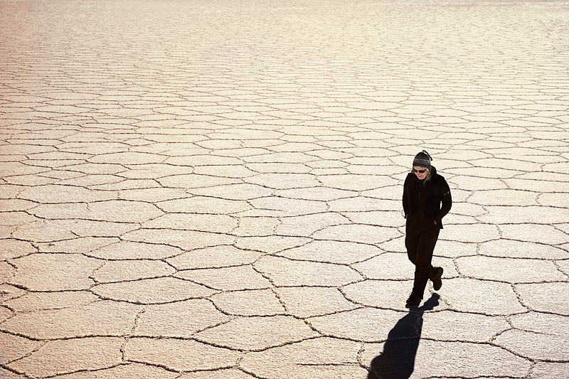 salt flats at sunset