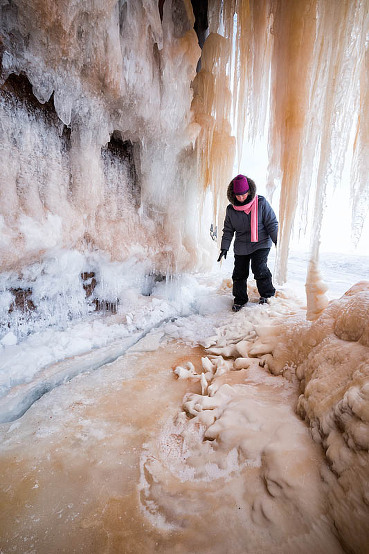 My sister exploring an ice cave