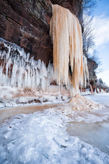 Visiting the ice caves at Apostle Islands, Cornucopia, Wisconsin, USA