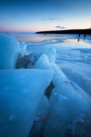 plate ice on Lake Superior at dawn