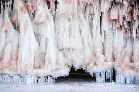 Visiting the ice caves at Apostle Islands, Cornucopia, Wisconsin, USA