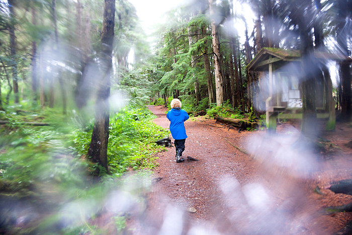 Woman hikes Auk Nu trail in Juneau, Alaska