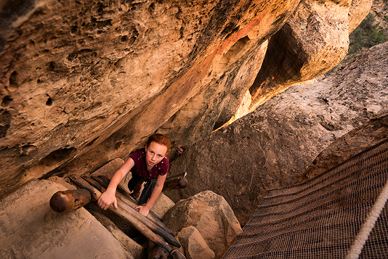 climbing ladder at Cliff Palace