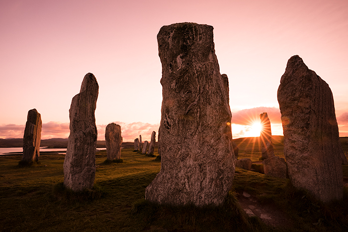 photographing Callanish stones at sunset