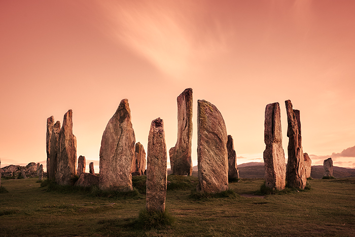 photographing Callanish stones at dawn