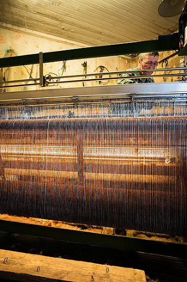 Weaver at work making Harris Tweed