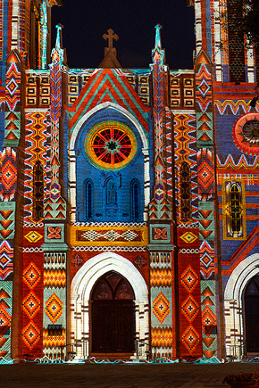 Cathedral light show, San Antonio, Texas