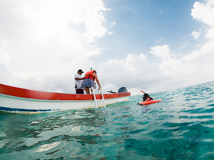 snorkeling with sea turtles in Akmul Bay, Mexico
