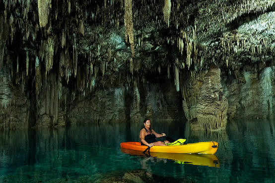 kayaking at Choj Ha Cenote, Yucatan, Mexico