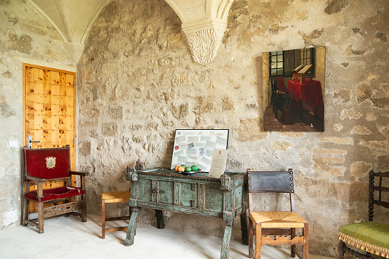 Bedroom with letters and arrest documents for Marquis de Sade, Lacoste village, Provence, France