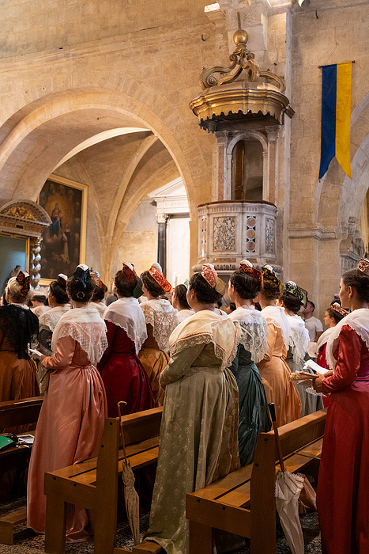 Fete du Costume ceremony inside Notre Dame church, Ales