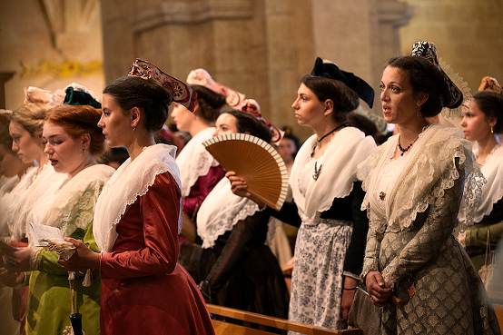 Fete du Costume ceremony inside Notre Dame church, Ales