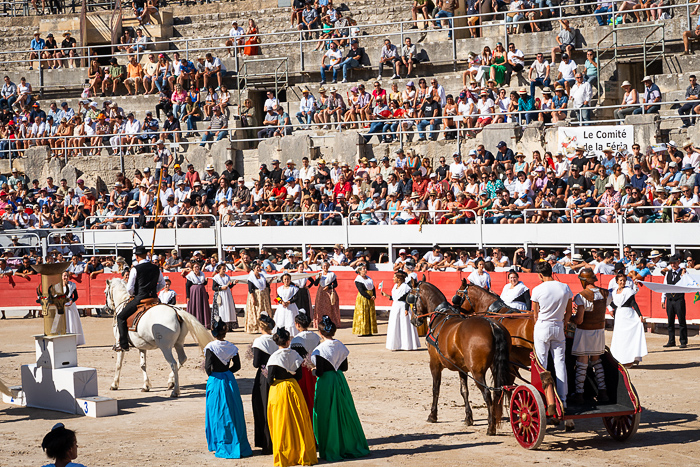 Course Camarguaise bull race in Arles, France