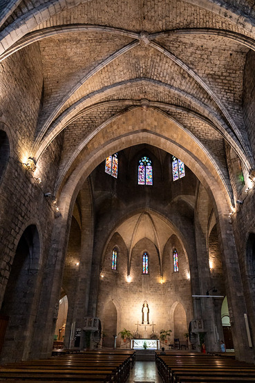 Sant Pere Gothic church dating from the 9th century is where Salvador Dali was baptized and had his funeral, Figueres, Girona, Spain